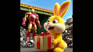 Yellow rabbit meet iron man #catstory #cuterabbit #cute