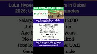 LuLu Hypermarket Jobs in Dubai. New jobs opening in Dubai #job #dubaijobs #urgentjobs