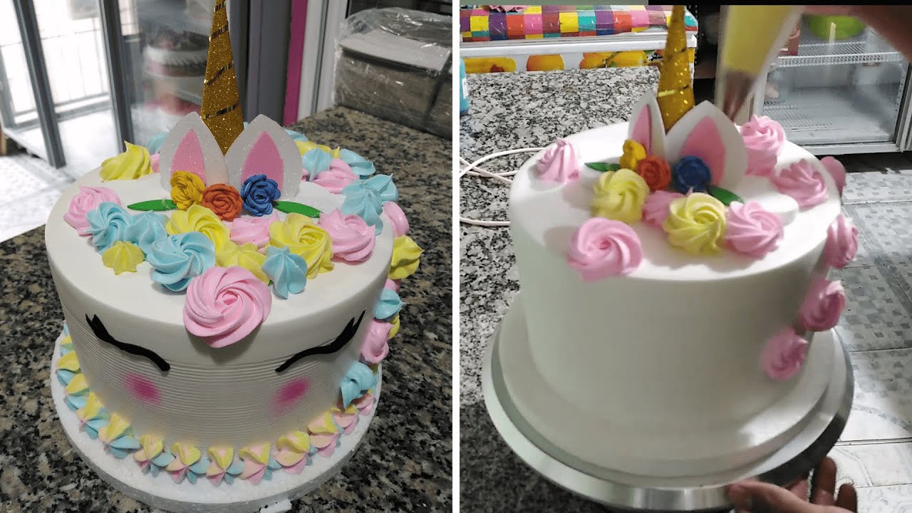 Featured image of post Simple Torta De Unicornio Con Crema Pasteles de unicornio redondos simples cargado de flores y apliques de colores simulando el cabello