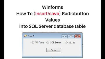 winforms selected radio button value insert (save) into table c# 4.6