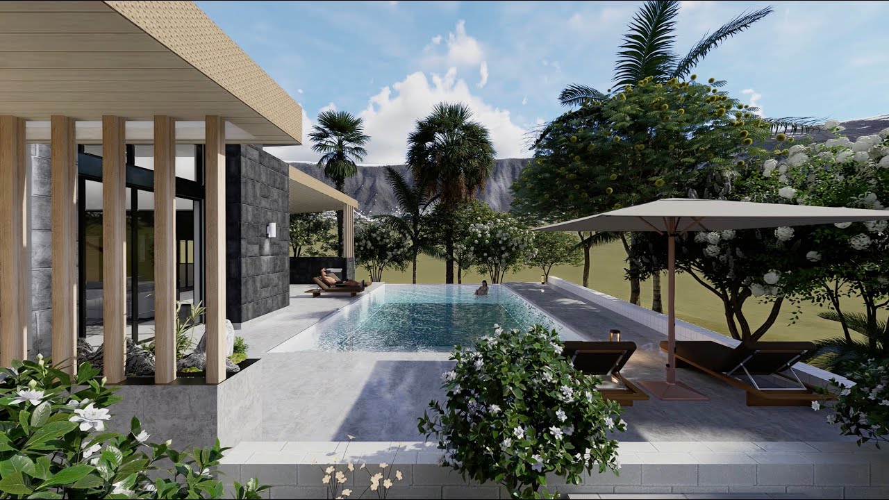 【3D Modeling】Modern Minimalist Tropical House
