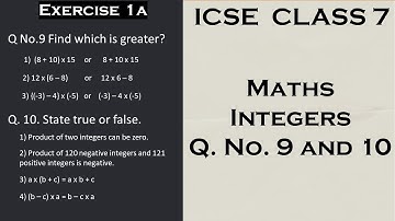 ICSE Class 7 Maths Chapter 1 Exercise 1A  Q.No 9 and 10 Selina Concise Publications
