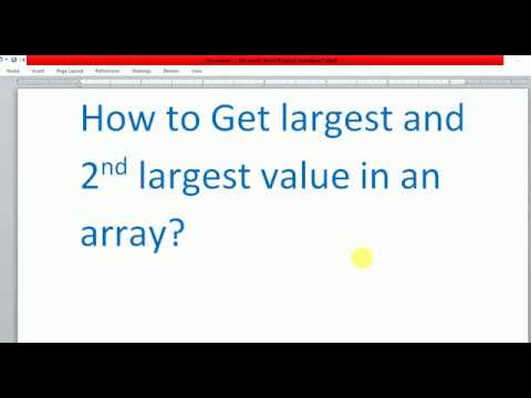 how to get 2nd Largest values from an array?