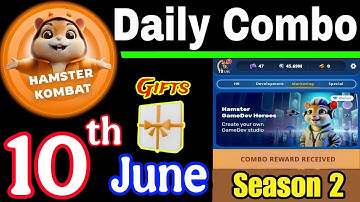 Hamster Kombat GameDev Heroes 🎮| 10 June Daily Combo 🧩 Season 2