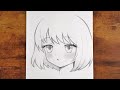 كيفية رسم فتاة أنمي لطيفة بشعر قصير رسم سهل بالقلم الرصاص