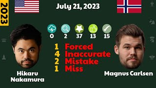 Hikaru Nakamura vs Magnus Carlsen, Jul 21, 2023 #chess #chessgame