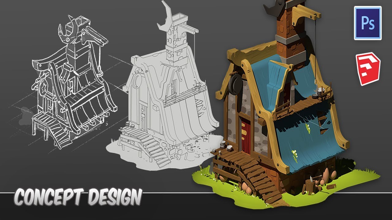 HOW TO CONCEPT DESIGN ART USING SKETCHUP AND PHOTOSHOP 