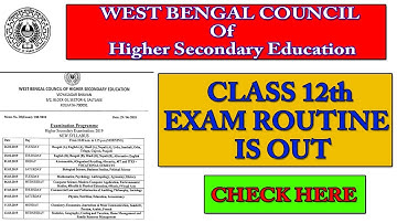 West Bengal Board 12th Routine 2019 | WBCHSE 12th Date Sheet 2019
