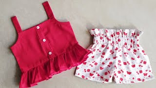 Baby Top With Ruffle Shorts Cutting and Stitching