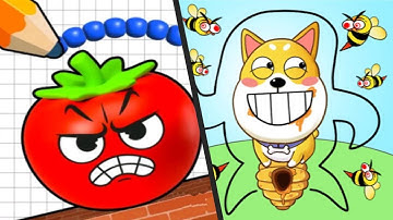 DRAW TO SMASH: FUNNY PUZZLE vs DOG RESCUE - DRAW TO SAVE - Satisfying Double Gameplay