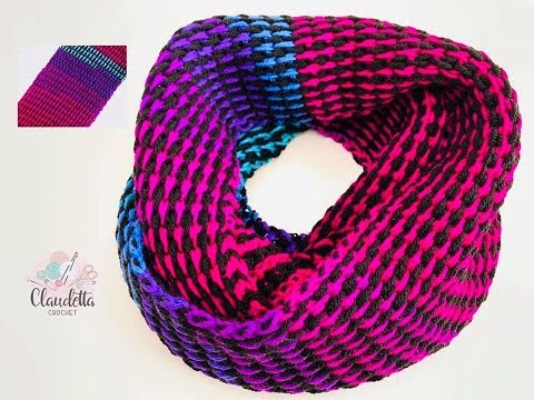 TUNESISCH HÄKELN / REGENBOGENLOOP / FULL STICH MUSTER