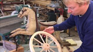 IN THIS 3 PART SERIES I MAKE NEW WHEELS FOR AN ANTIQUE HORSE TRICYCLE . HORSE TRICYCLES, WHICH 