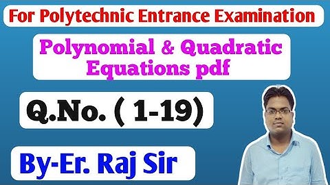 Bihar polytechnic / jharkhand Polytechnic lateral entry / maths / polynomial / quadratic equations