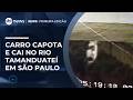 Carro capota e cai no Rio Tamanduateí após acidente em São Paulo | #NewsPrimeiraEdição