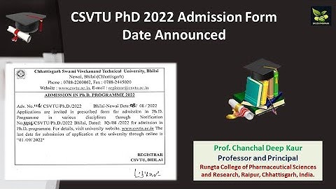 CSVTU PhD 2022 Admission Form Date Announced