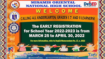 Misamis Oriental National High School Early Registration #Depedearlyregistration