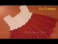 Vestido Rojo Bebe Crochet 9 a 12 meses Tutorial Paso a paso. Parte 1 de 3. tığ işi bebek elbisesi