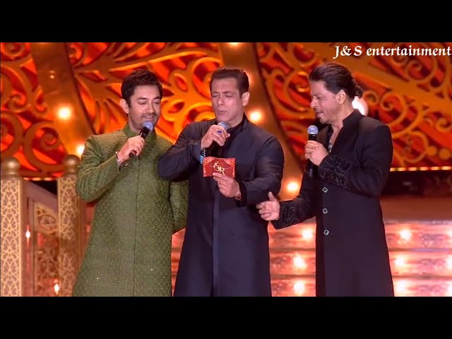 three khan's in one frame just like a galaxy at Ambani wedding #SRK #Salman #Aamir #2024 #viral class=