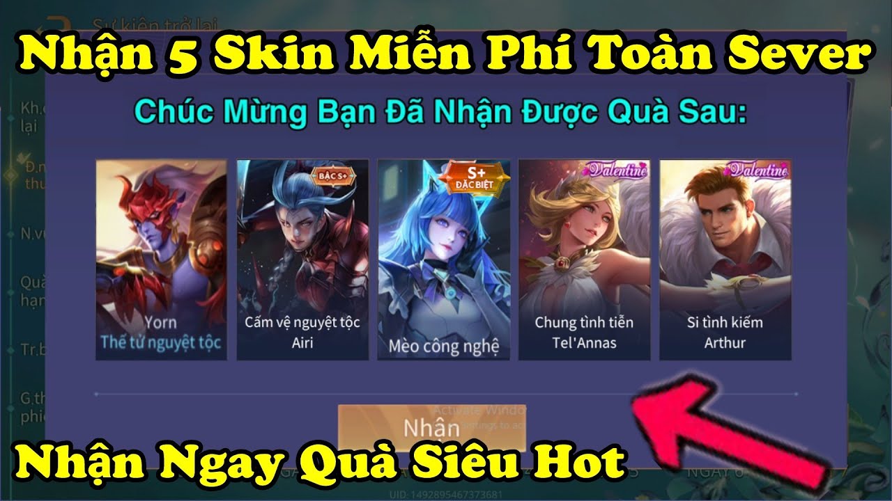 Liên Quân | Cách Nhận 4 Skin S+ Đặc Biệt Miễn Phí Toàn Sever – Sự Kiện Quay Lại Quà Cực Hot