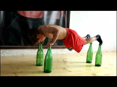 Claudio pushups on the bottle