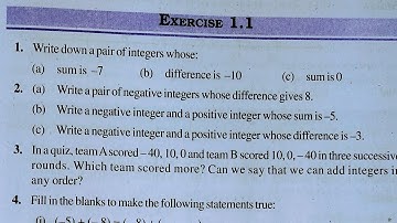 Class 7th maths Ex 1.1 l Chapter 1 l NCERT l integers l CBSE Board l Solution l EXERCISE -1.1
