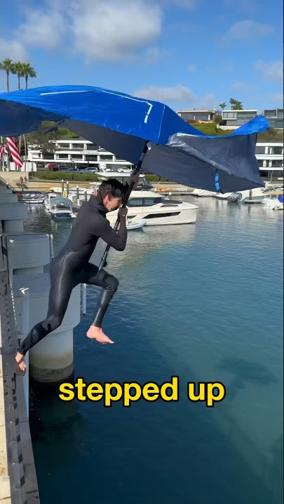 Will a GIANT Umbrella Slow My Fall? #shorts #experiment #cliffjumping