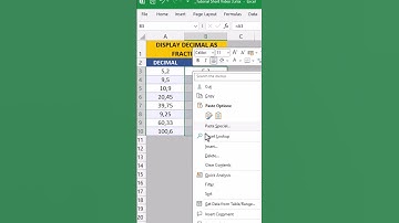 DISPLAYING DECIMAL NUMBERS AS FRACTIONS IN EXCEL #shorts #excel #exceltips