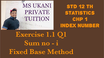 Std 12 statestics part 1 ch 1 Index Number ex 1.1 Q1
