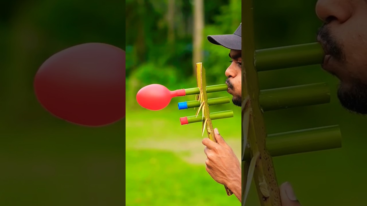 Amazing DIY Bamboo Balloon Launcher! 🎈 | Genius Village Invention 