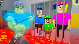 POLICE FAMILY VS GHOST BARRY'S PRISON RUN! ROBLOX New Scary Obby (#Roblox)