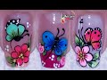 3 Decoraciones de uñas con mariposas y flores/diseños de uñas flores y mariposas/uñas paso a paso