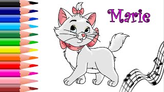 How To Draw Walt Disney Cartoon Characters Marie From The Aristocats Relaxing Art
