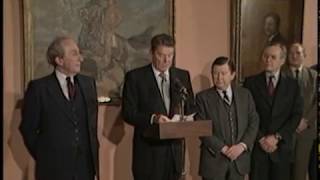 President Reagan meeting with Geneva Arms Negotiation Team on March 8, 1985