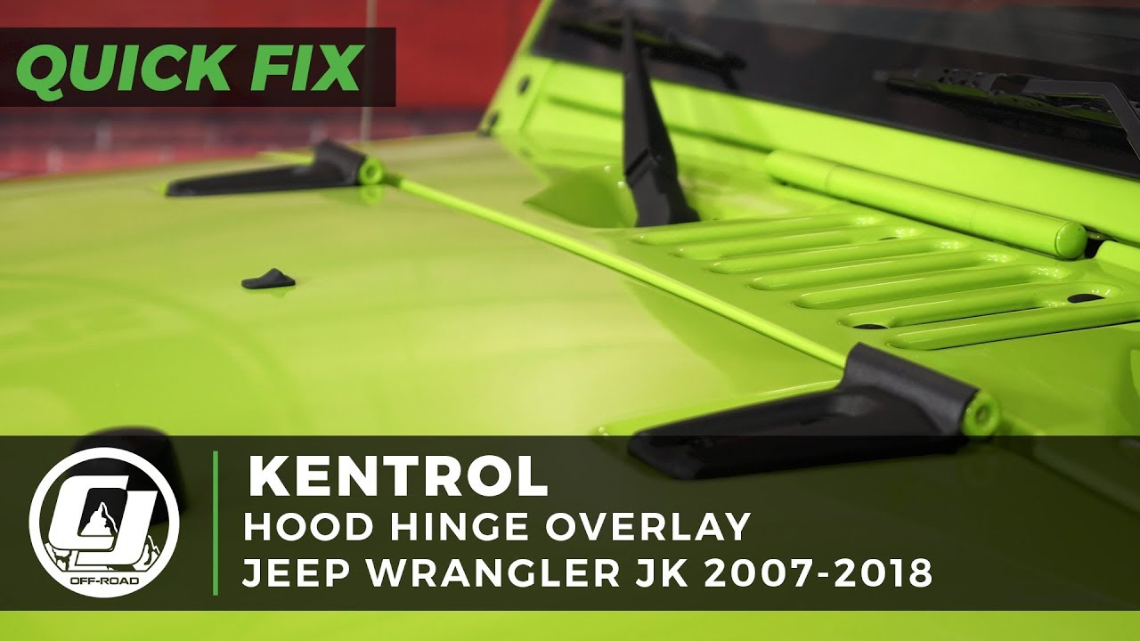 Jeep JK Wrangler Install: Kentrol Black Hood Hinge Overlays - YouTube