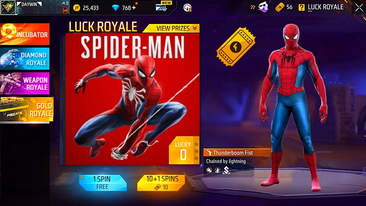 NEW GOLD ROYALE 😱 SPIDER MAN BUNDLE 🕷 FREE FIRE YouTube