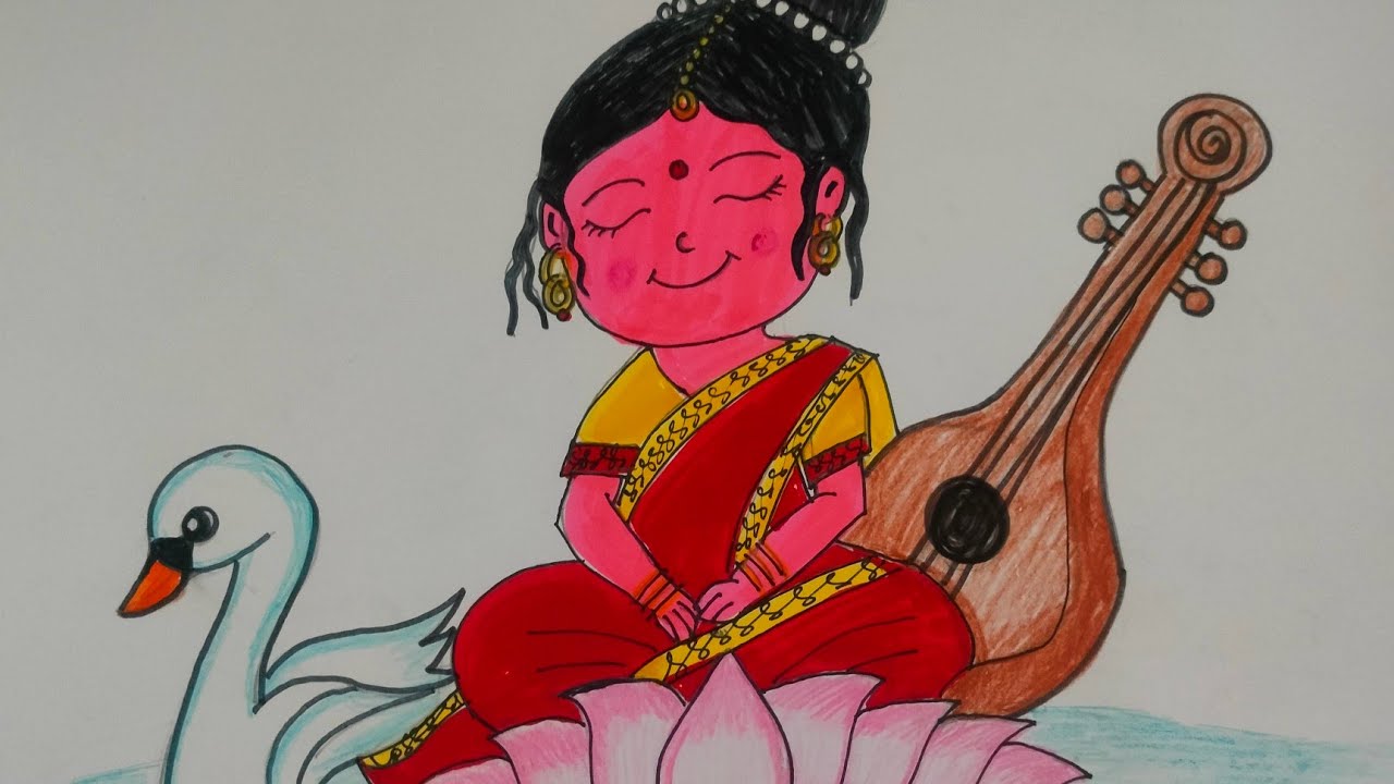 Easy and Cute saraswati maa