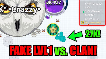 FAKE LVL1 vs CLAN: THE REVENGE!! Agar.io Mobile - FUNNY TROLLING HACKERS - AFK KRAKEN LVL1 - AGARIO