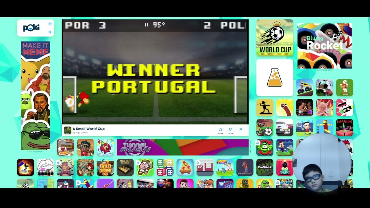 Aadit plays 'A Small World Cup' on Poki.com 