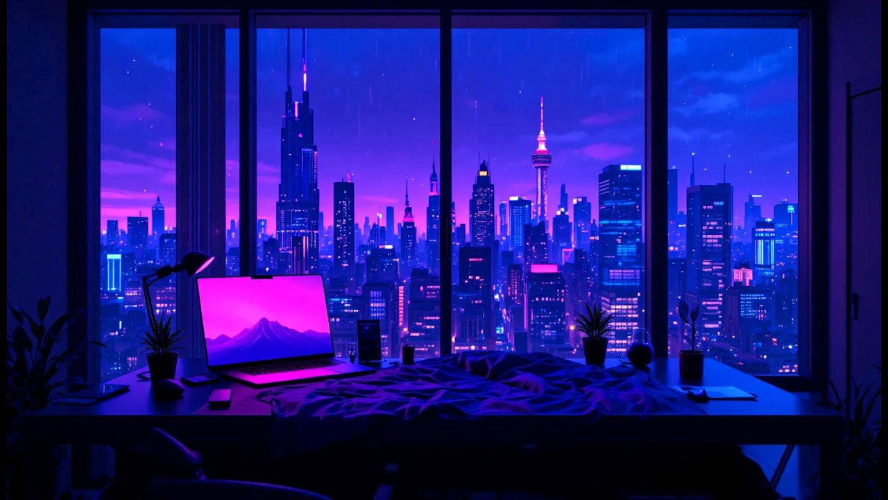 Vintage 1990s Lofi Rain 🌆 Cozy Balcony Beats for Studying & Peaceful Evenings