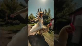 taking a ride with my chicken🤣☠️    #chicken #aivideogenerator #ytcomedy #chickengirls