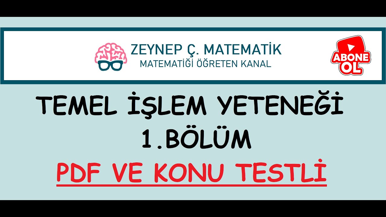1) KPSS,TYT,ALES,DGS - TEMEL İŞLEM YETENEĞİ -BOL SORU ÇÖZÜMLÜ-KONU TESTLİ