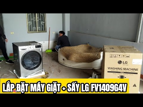 Lắp đặt máy giặt sấy LG FV1409G4V 9kg giặt + 5kg sấy tại nhà khách