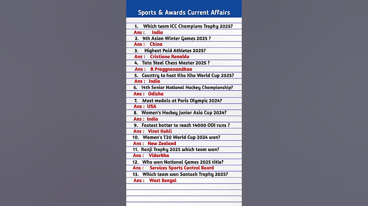 Sports 2025 Current Affairs | Important Sports Current Affairs 2025 | Sports Current Affairs 2025 |