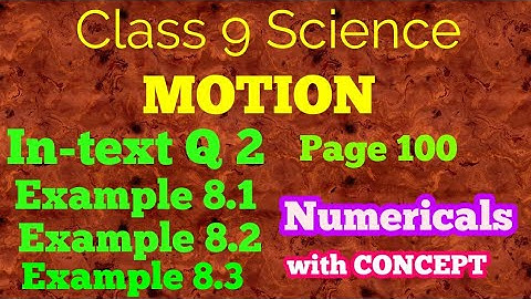 Class 9 Science Chapter 8 Motion Numericals Question 2 on page 100, Examples 8.1, 8.2 and 8.3
