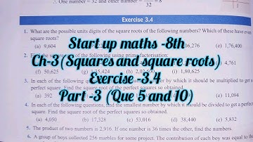 viva education start up maths class 8 solutions chapter 3 ex 3.4| squares and square root |ex3.4