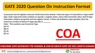 GATE 2020 Question On Instruction Format (Computer Architecture COA)