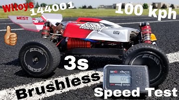 Wltoys 144001 Brushless (100 KPH Speed Test) On 3s at the track!