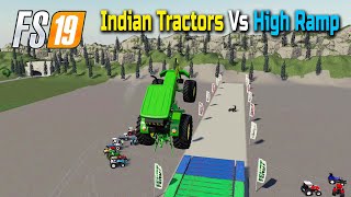 Indian Tractors vs Big Ramp Jump - FS19