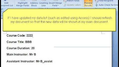 Create Document Template With Word Mail Merge Part 4 - Merging Main Document With A Data Set