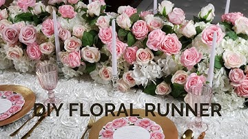 How to Make a Floral Table Runner Centerpiece || DIY Flower Runner || GLAM Wedding Centerpiece.